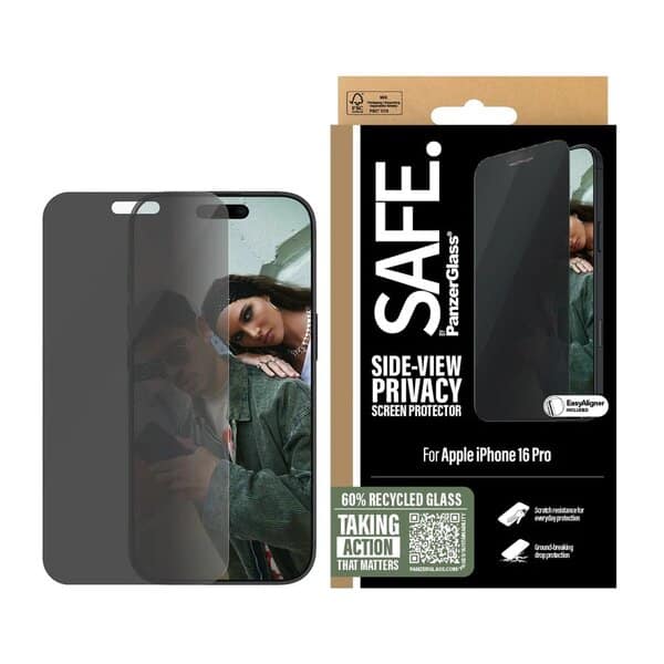 PanzerGlass SAFE Privacy Screen Protector iPhone 16 Pro Max Ultra-Wide Fit