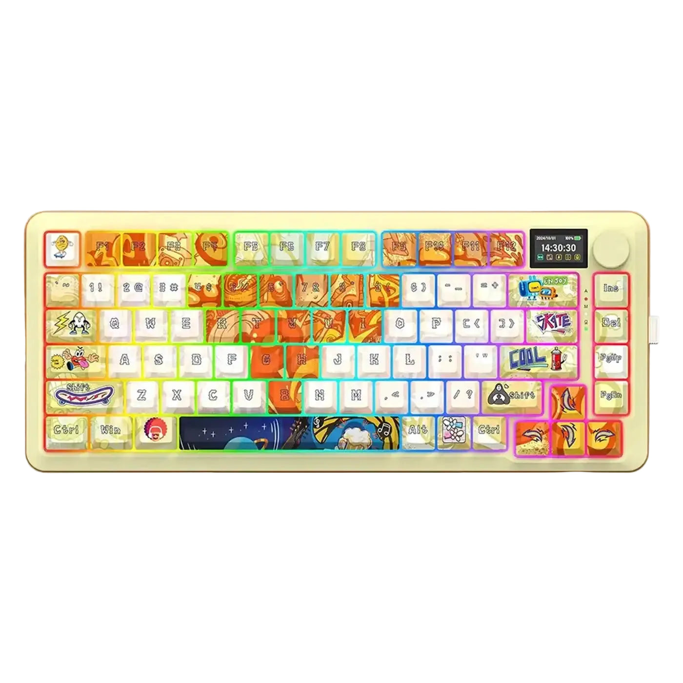 Fleckact Pro Art 3modes Connections With Lcd Screen Gasket Mounted Mechanical Keyboard