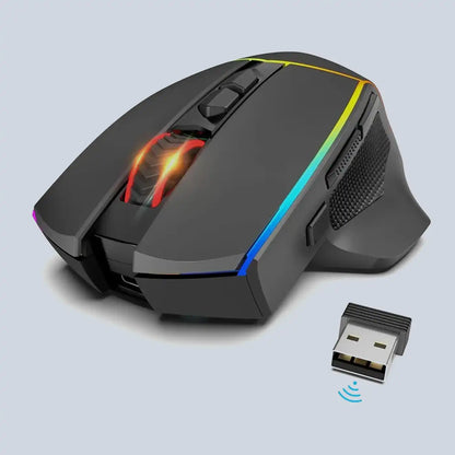 M814 AXE PRO RGB Tri-Mode 2.4G/Wired/Bluetooth Gaming Mouse, 8,000 DPI - Black