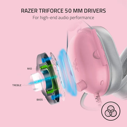 Razer BlackShark V2 X Esports 7.1 Surround Sound Wired Gaming Headset For PC - Quartz Edition