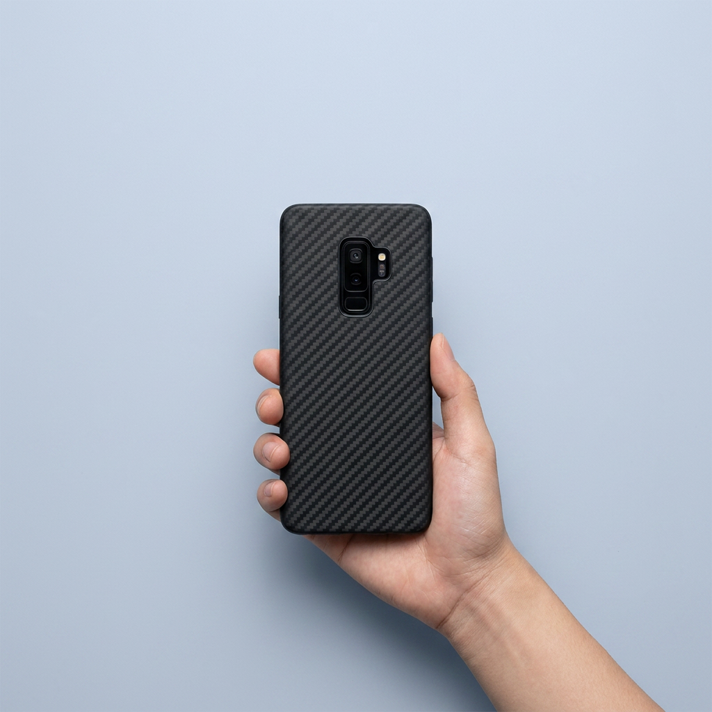 Pitaka Magcase Aramid Fiber Real Body Armor Material Phone Case - Black in-use view