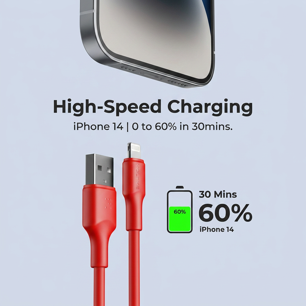 VOLTME iPhone Charger Cable 2 0M 2 4A 12W Lightning Cable for Fast Charging and High-Speed