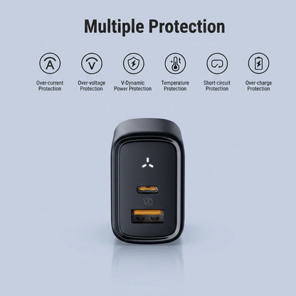 Voltme 2-Port 35W USB-C GaN Fast Charger Mini Travel Power Adapter with USB-C PD & USB-A