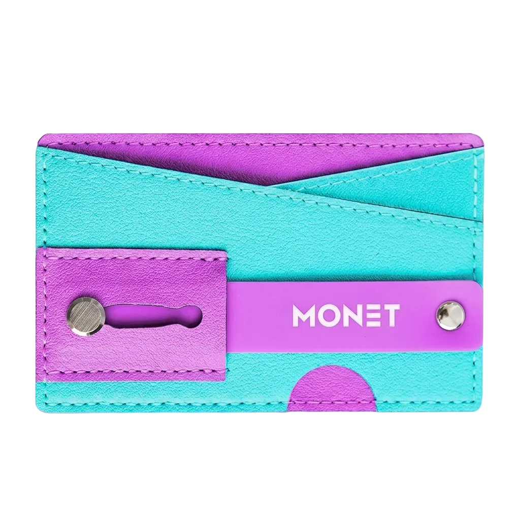 Monet Ultra Grip 3-in-1 Smartphone Wallet and Card Holder Kickstand - Cyan Purple