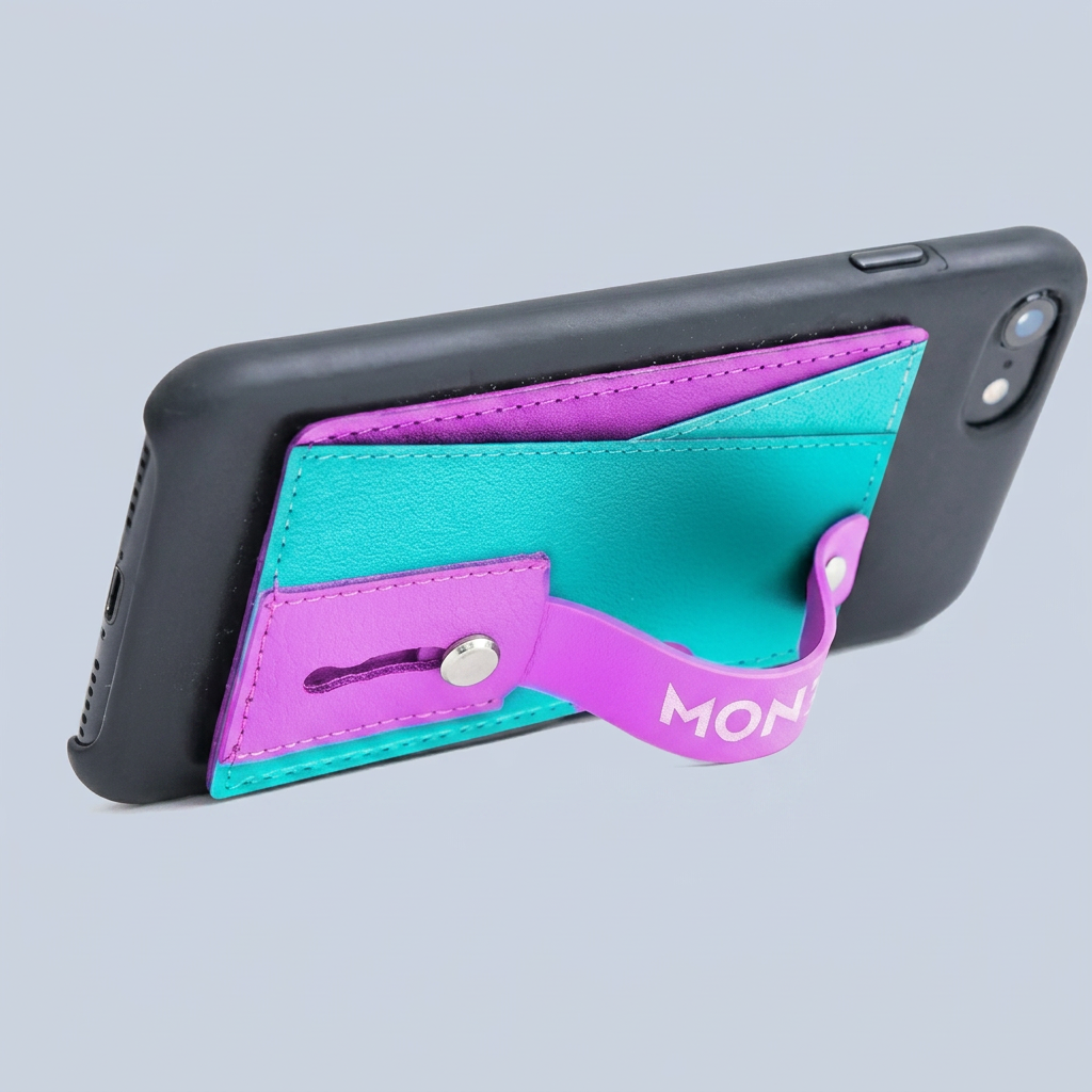 Monet Ultra Grip 3-in-1 Smartphone Wallet and Card Holder Kickstand - Cyan Purple back
