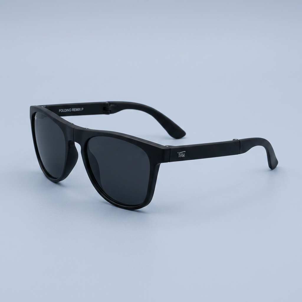 Foldies Polarized Folding Remix With Leather Case and Cleaning Cloth Matte Black - Black