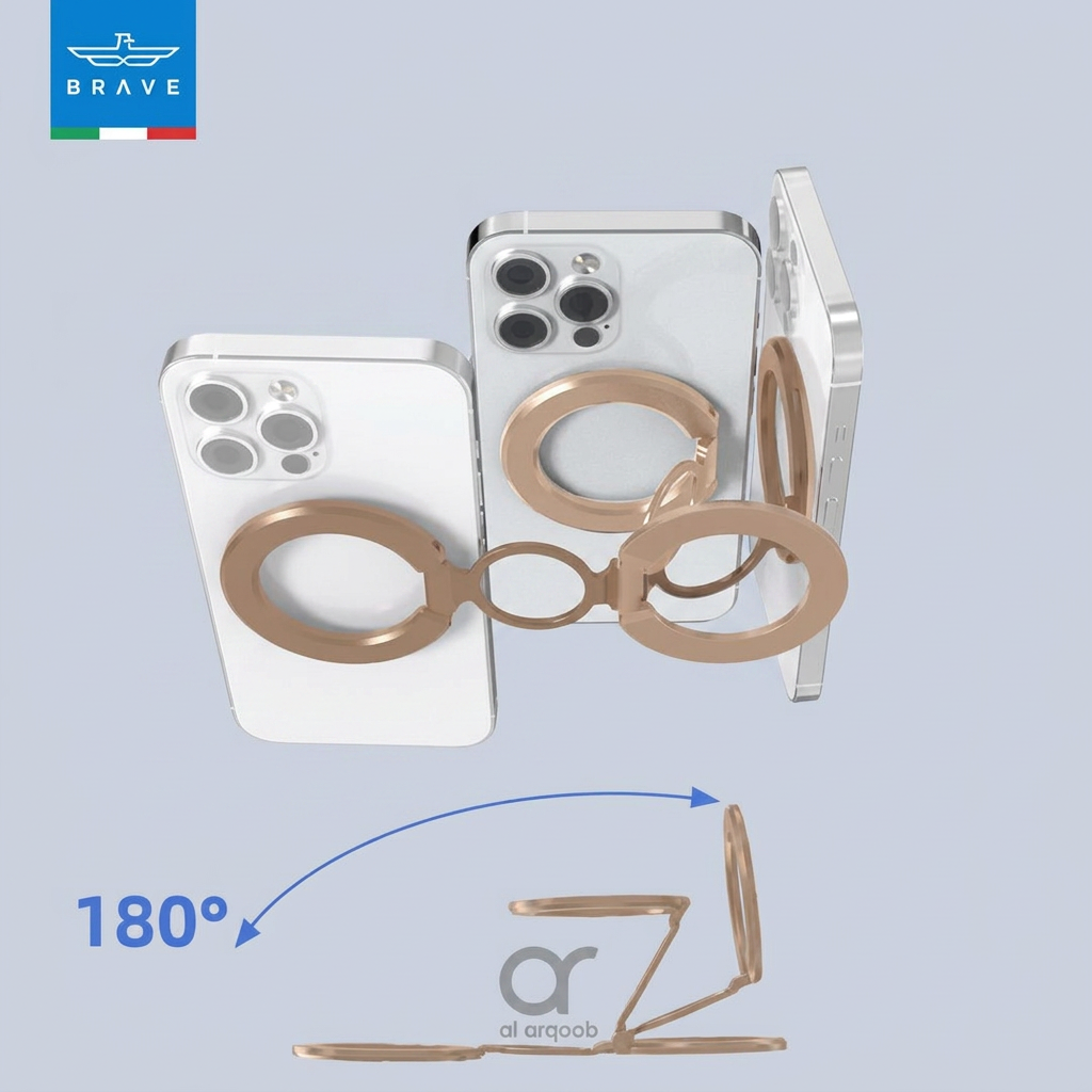 BRAVE 3-in-1 Magnetic Ring Holder & Kickstand - Golden product photo