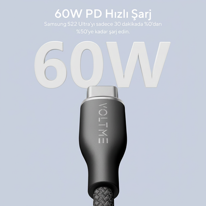 Voltme Bawer Link Rugg USB-A TO USB-C Fast Charging Cable -1 8M 60W 3A-Black product photo