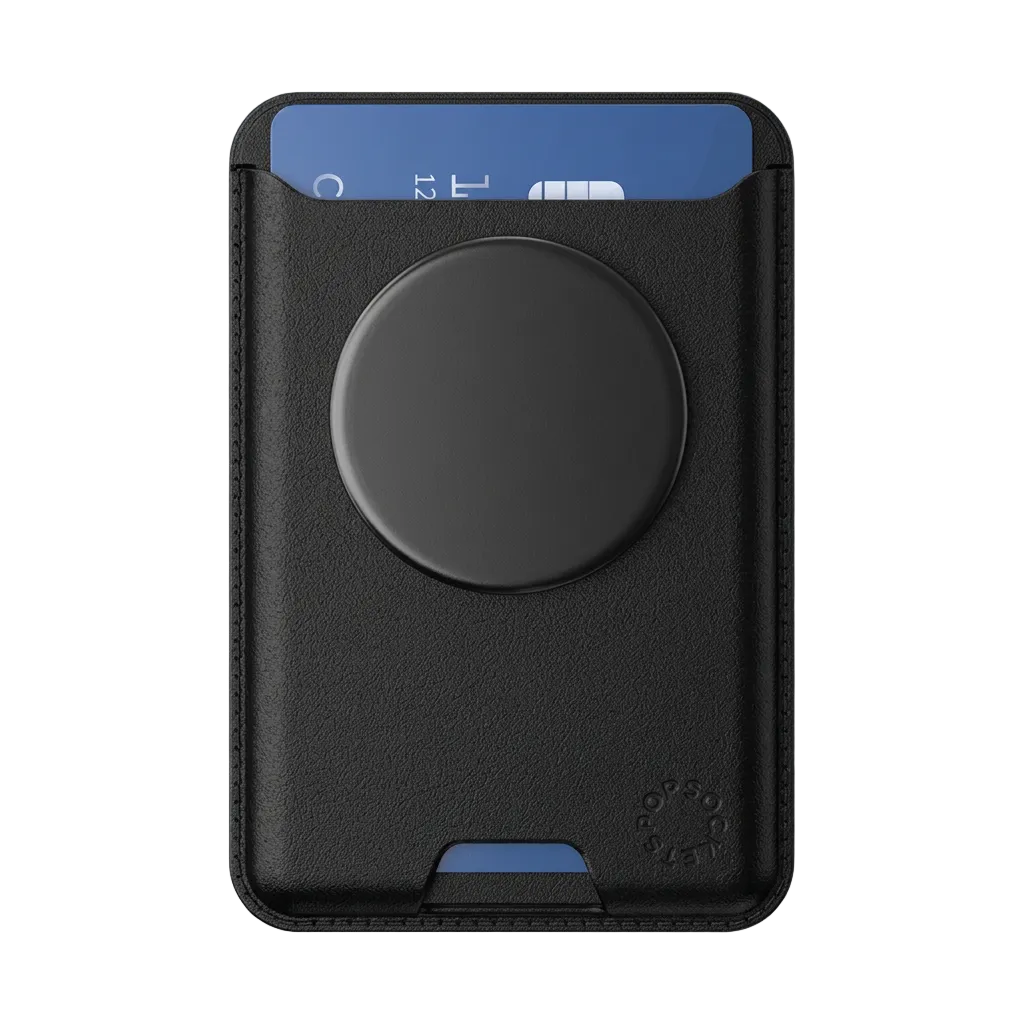 PopSockets Phone Wallet for MagSafe Phone Card Holder with Grip - Black