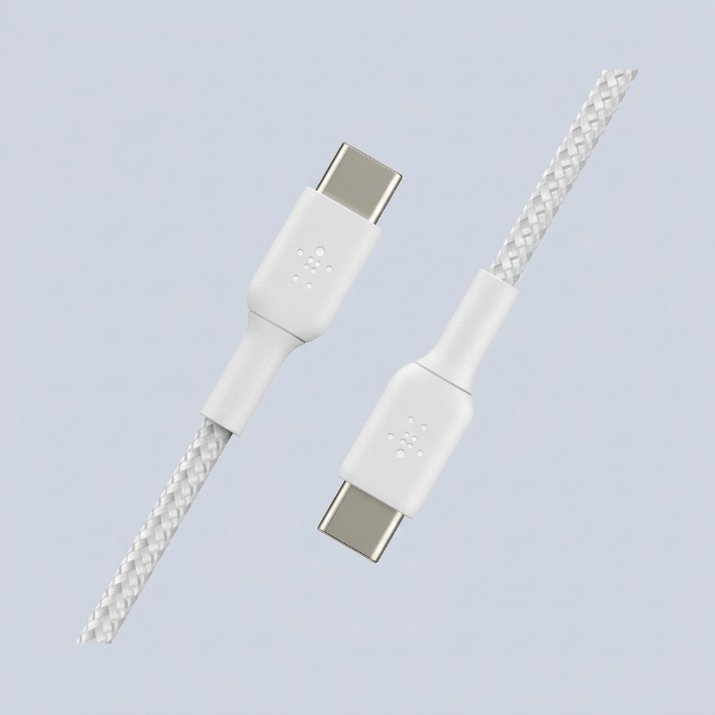 Belkin BoostCharge Braided USB-C to USB-C Cable 1M 3 3ft - White back view