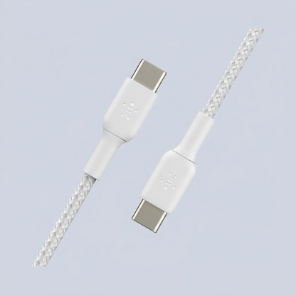 Belkin BoostCharge Braided USB-C to USB-C Cable 1M 3 3ft - White back view