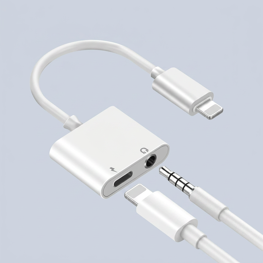 Devia 2-in-1 to Adapter 3 5mm Jack + Charging - White charger product photo