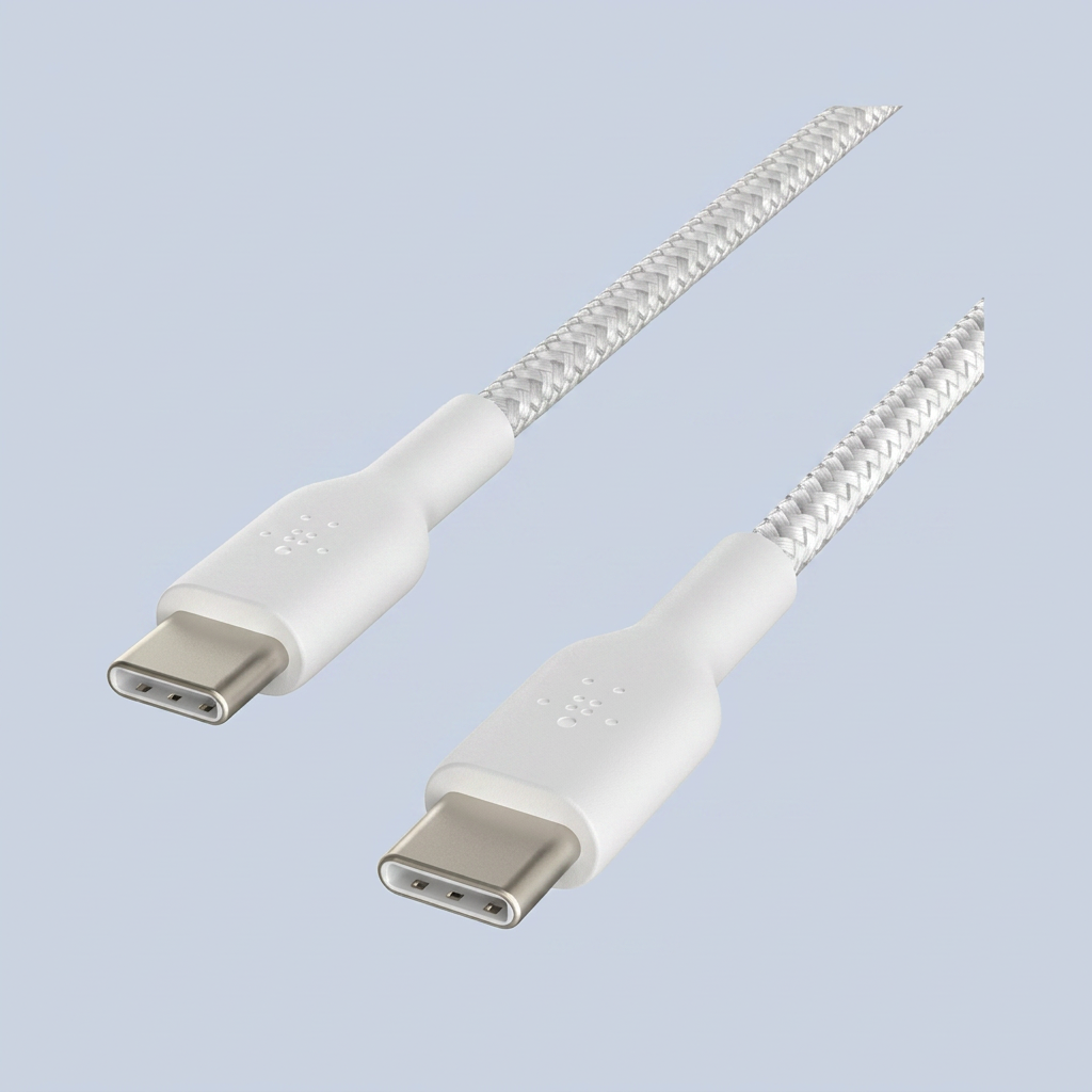 Belkin BoostCharge Braided USB-C to USB-C Cable 1M 3 3ft - White side view
