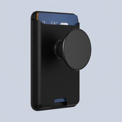 PopSockets Phone Wallet for MagSafe Phone Card Holder with Grip - Black back view