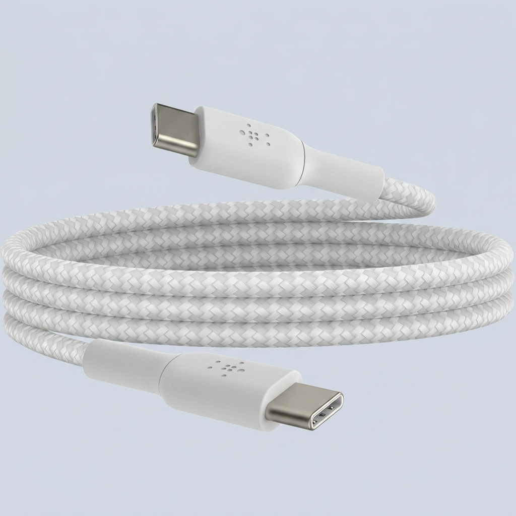 Belkin BoostCharge Braided USB-C to USB-C Cable 1M 3 3ft - White in-use view