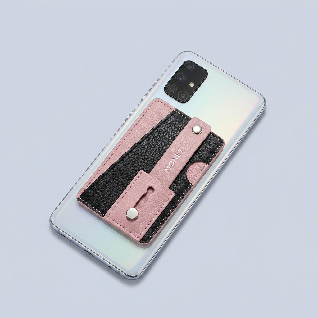 Monet Wallet Kickstand - Pink on Black Marble product photo