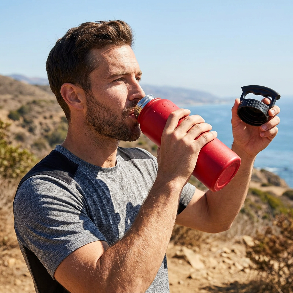FIFTY-FIFTY 34oz-3 Finger Grip Cap - red product photo