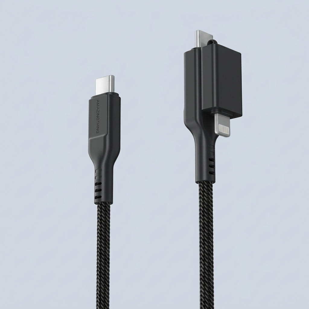 AmazingThing USB-C to USB-C + Lightning Cable 60W 2 0M - Black product photo