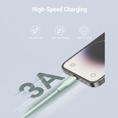Voltme Powerlink Moss Liquid Silicon Cable USB A to Lightning 3A 60W 1 2M Zinc-Alloy