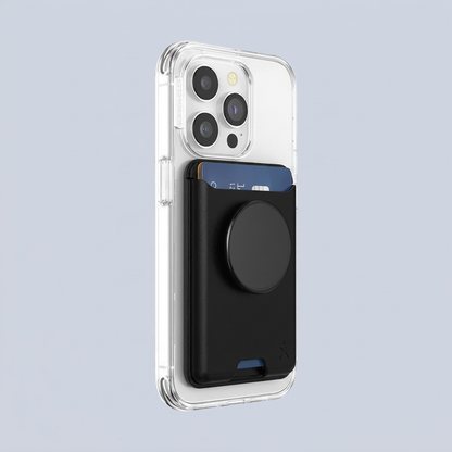 PopSockets Phone Wallet for MagSafe Phone Card Holder with Grip - Black side view