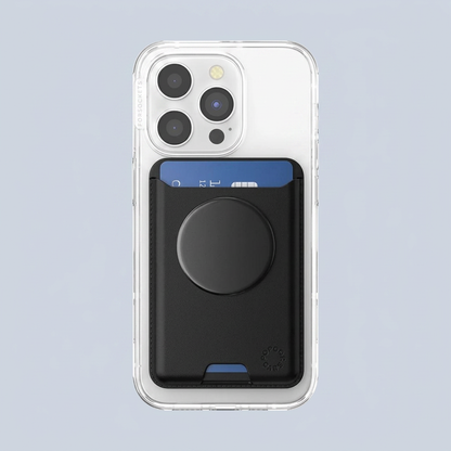 PopSockets Phone Wallet for MagSafe Phone Card Holder with Grip - Black in-use view