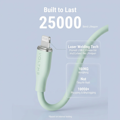 Voltme Powerlink Moss Liquid Silicon Cable USB A to Lightning 3A 60W 1 2M Zinc-Alloy