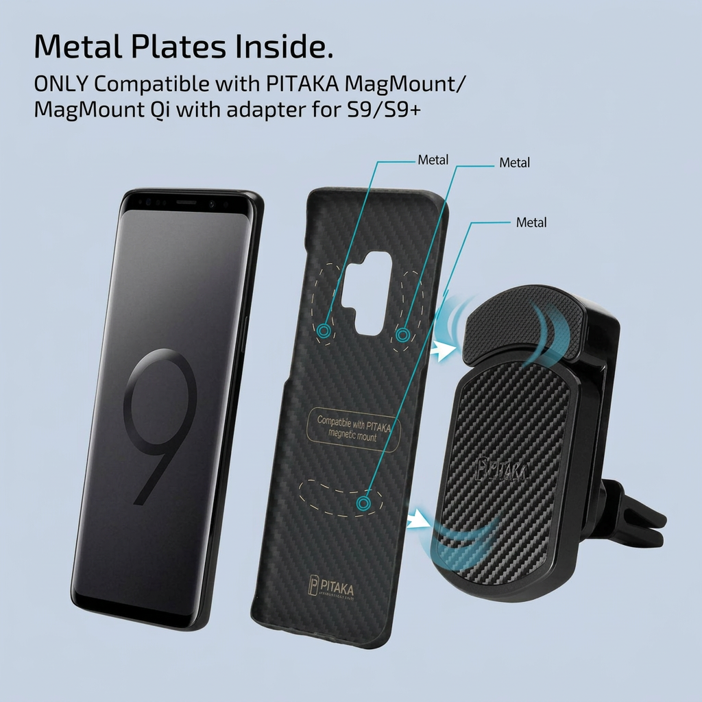 Pitaka Magcase Aramid Fiber Real Body Armor Material Phone Case - Black back view