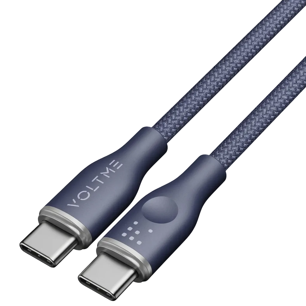VOLTME USB-C & USB-C3A 60W Braided Nylon Cable 1m - Blue product photo