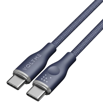 VOLTME USB-C & USB-C3A 60W Braided Nylon Cable 1m - Blue product photo