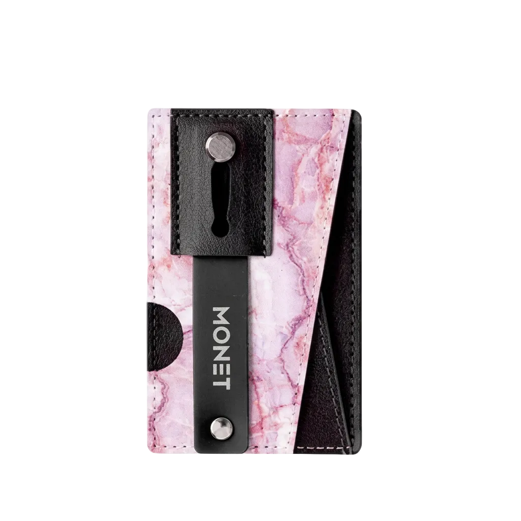 Monet Wallet And Grip Kickstand Black on Pink Marble