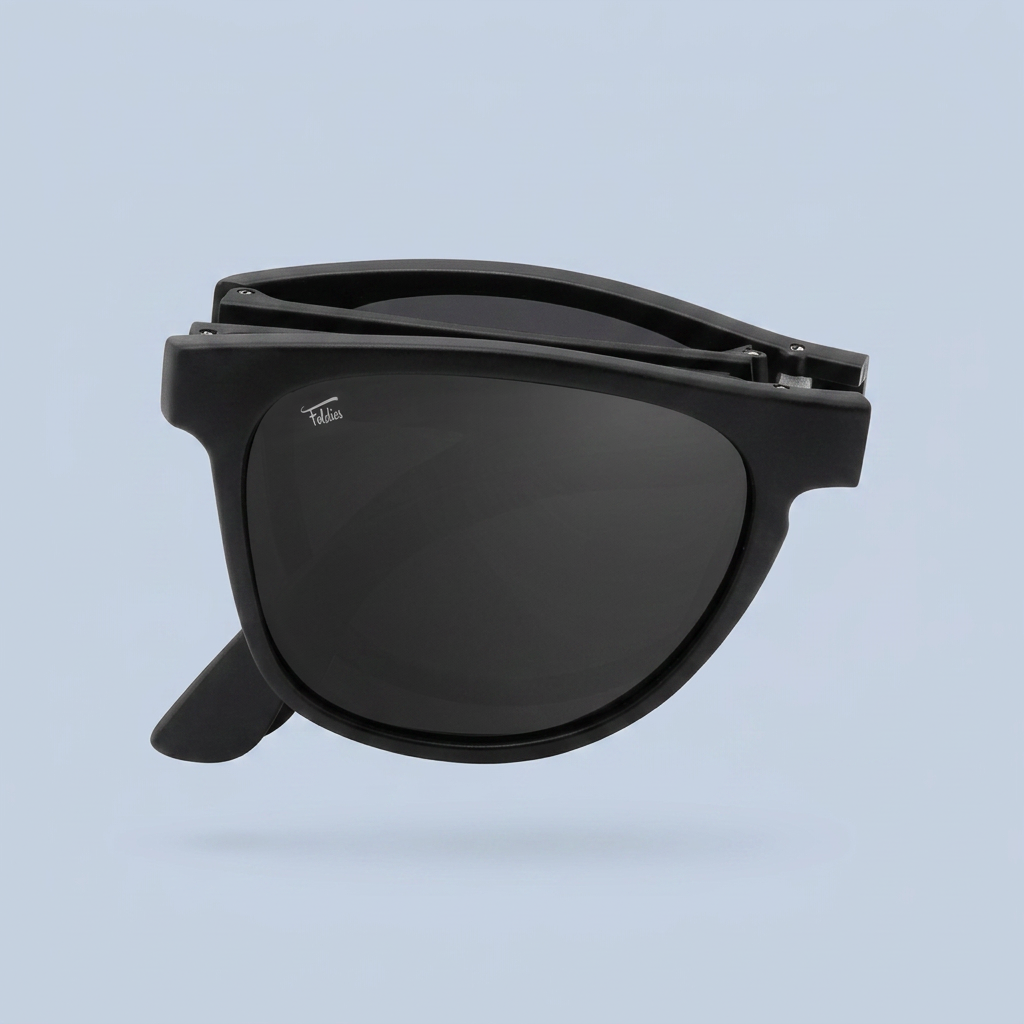 Foldies Polarized Folding Remix With Leather Case and Cleaning Cloth Matte Black - Black