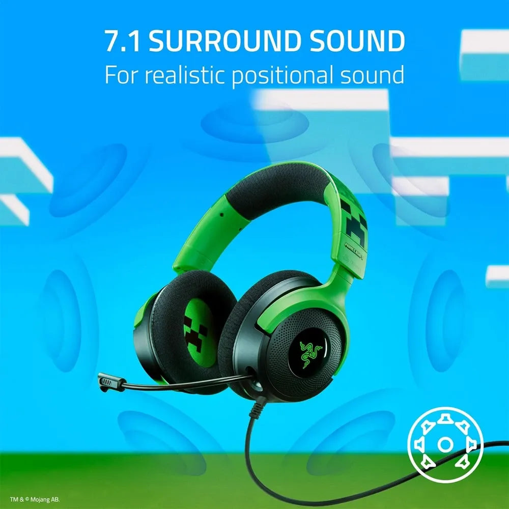 Razer Kraken V4 X Wired Gaming Headset – Minecraft Edition | Immersive Sound