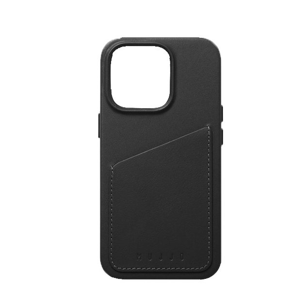 Mujjo iPhone 14 Pro Leather Wallet Case -Black
