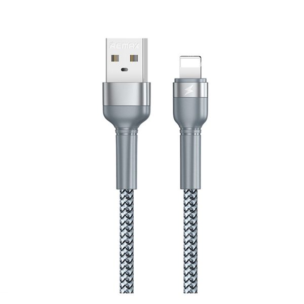Remax RC-124i JANY Series Braided 2.4A Cable iPhone 1M Lighting Cable- Silver