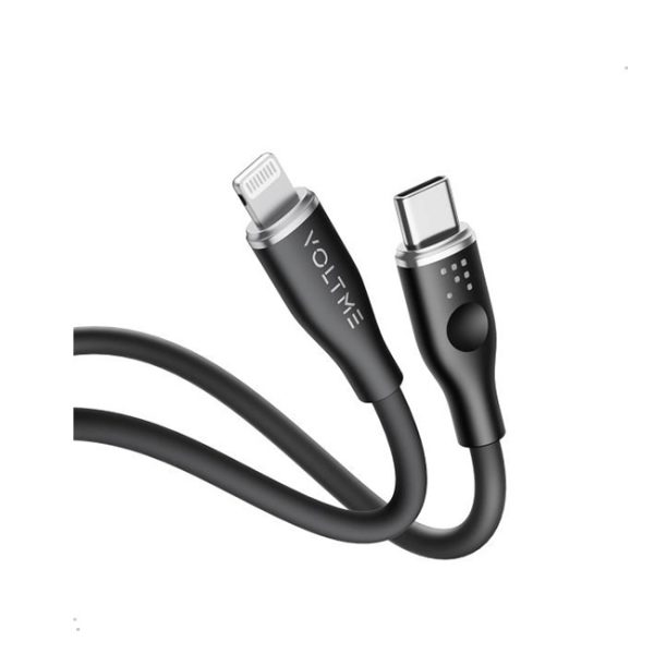Voltme Powerlink Moss Liquid Silicon Cable Type C to Lightning 3A / 1.2M Zinc-Alloy Connector Black