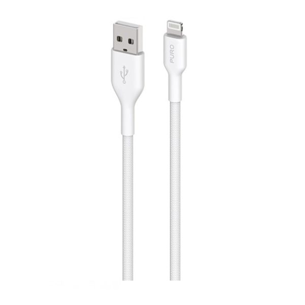 Puro Fabric USB-A/Lightning Cable MFI 1,2M (White)