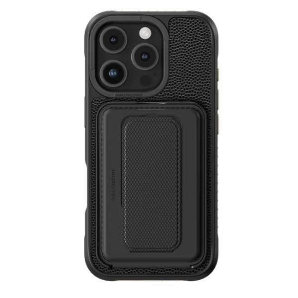 AmazingThing iPhone 16 PRO MAX 6.9  GLAMOUR MAGSAFE DROP PROOF CASE WITH WALLET STAND - BLACK