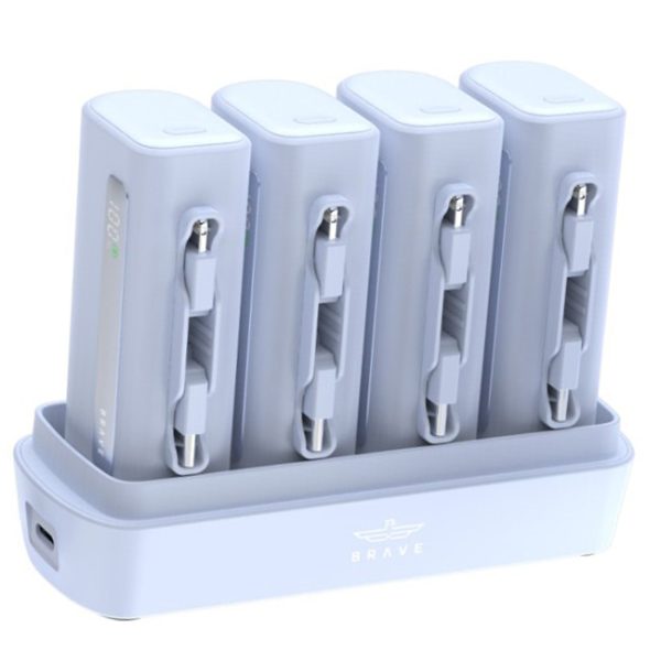 Brave 4-in-1 5000mAh Power Bank Station | 22.5W USB-C Fast Charger | Type-C & Lightning | for iPhone, Samsung & More - Blue
