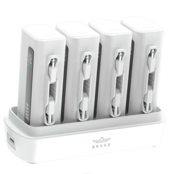 Brave 4-in-1 5000mAh Power Bank Station | 22.5W USB-C Fast Charger | Type-C & Lightning | for iPhone, Samsung & More - White