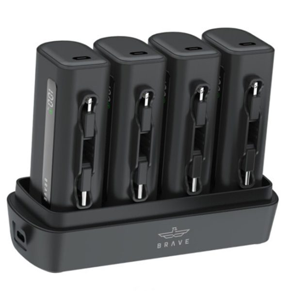 Brave 4-in-1 5000mAh Power Bank Station | 22.5W USB-C Fast Charger | Type-C & Lightning | for iPhone, Samsung & More - Black