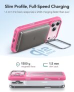 ESR  iPhone 17 Pro Max  HaloLock Classic Hybrid Case with Stash Stand (Frosted Pink) - Image 2
