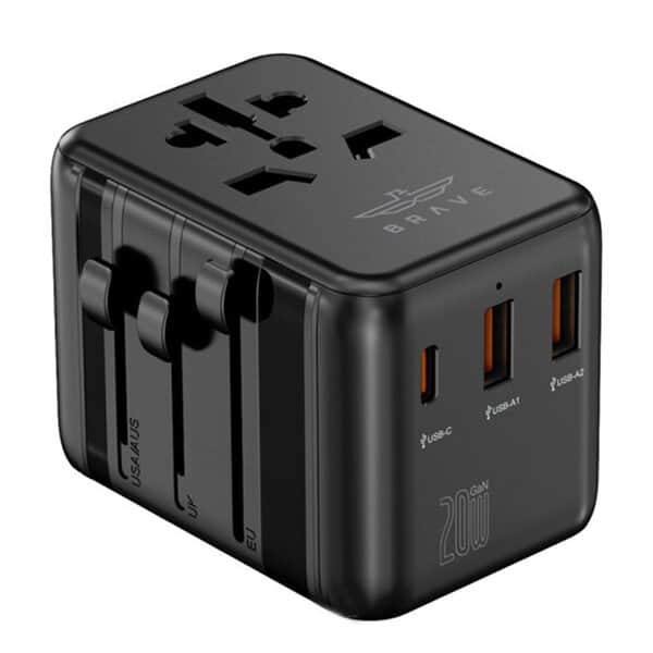 BRAVE 20W FAST TRAVEL CHARGER GAN 3 PORT + ACADAPTER