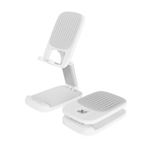 BRAVE 2-in-1 Foldable Adjustable Phone & Tablet Stand for Desk- White