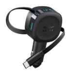 BRAVE 60W DUAL PORT CAR CHARGER WITH RETRACTABLE TYPE-C CABLE