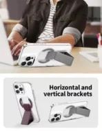 ⁦MagSafe Stand Case Apple iPhone 15 Pro with Foldable Wristband Grip -Clear⁩ - الصورة ⁦3⁩