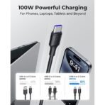 ⁦Voltme Usb C to Type C Powerlink EDC Series Cable  2.0M 5A 100W Black⁩ - الصورة ⁦3⁩